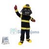 Brave Fireman The Black Bulldog Mascot Costume
