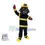 Brave Fireman The Black Bulldog Mascot Costume