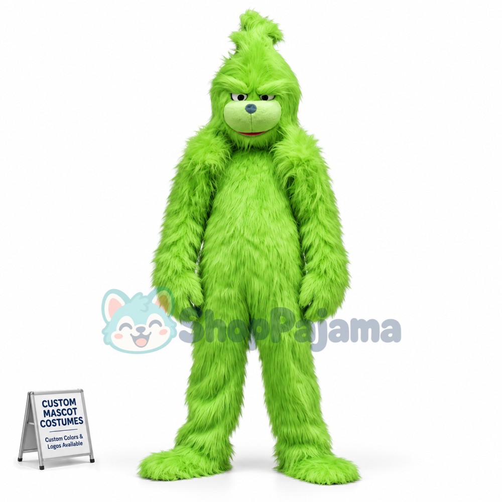 Coquettish Green Orangutan Long Wool Mascot Costume