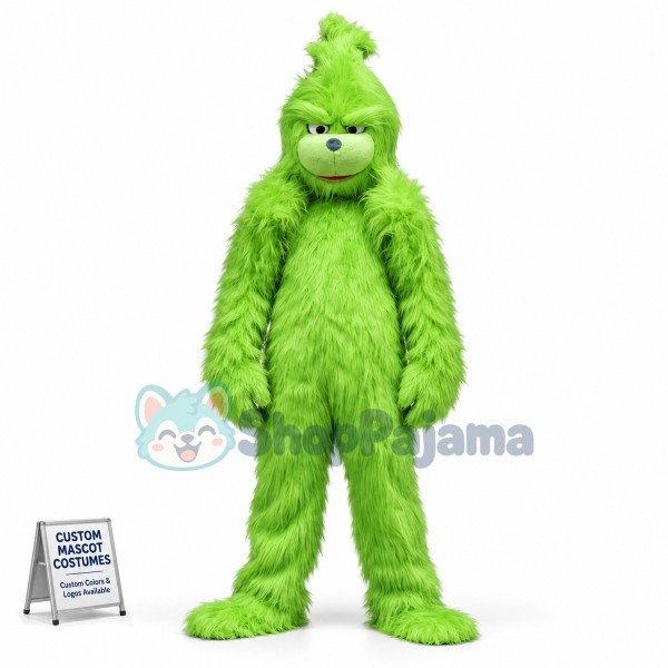 Coquettish Green Orangutan Long Wool Mascot Costume