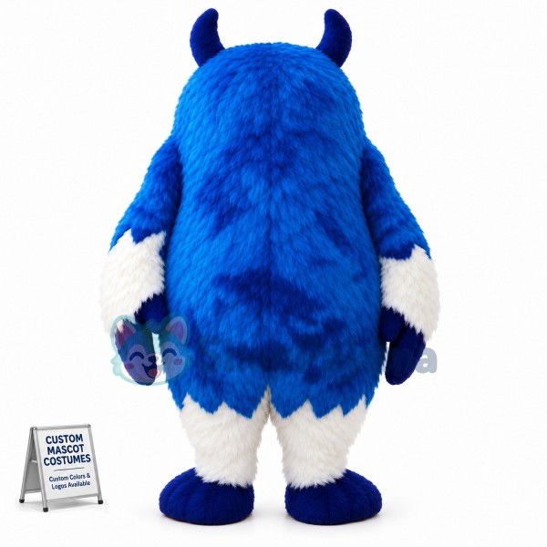 Ugly-looking Blue Hairy Monster Mascot Costume