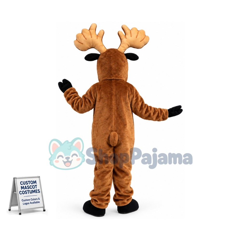 Adult Moose With Strong Antlers Mascot Costume