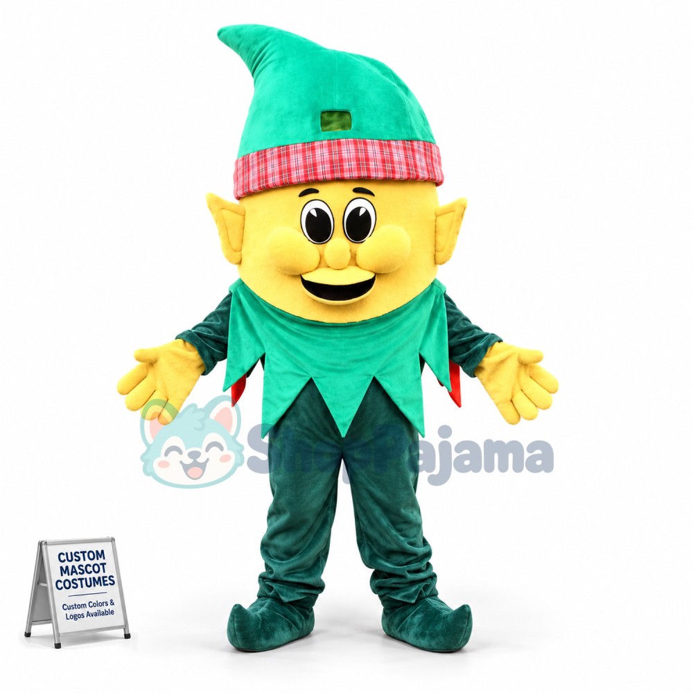 Dwarf Elf In Green Hat Mascot Costume