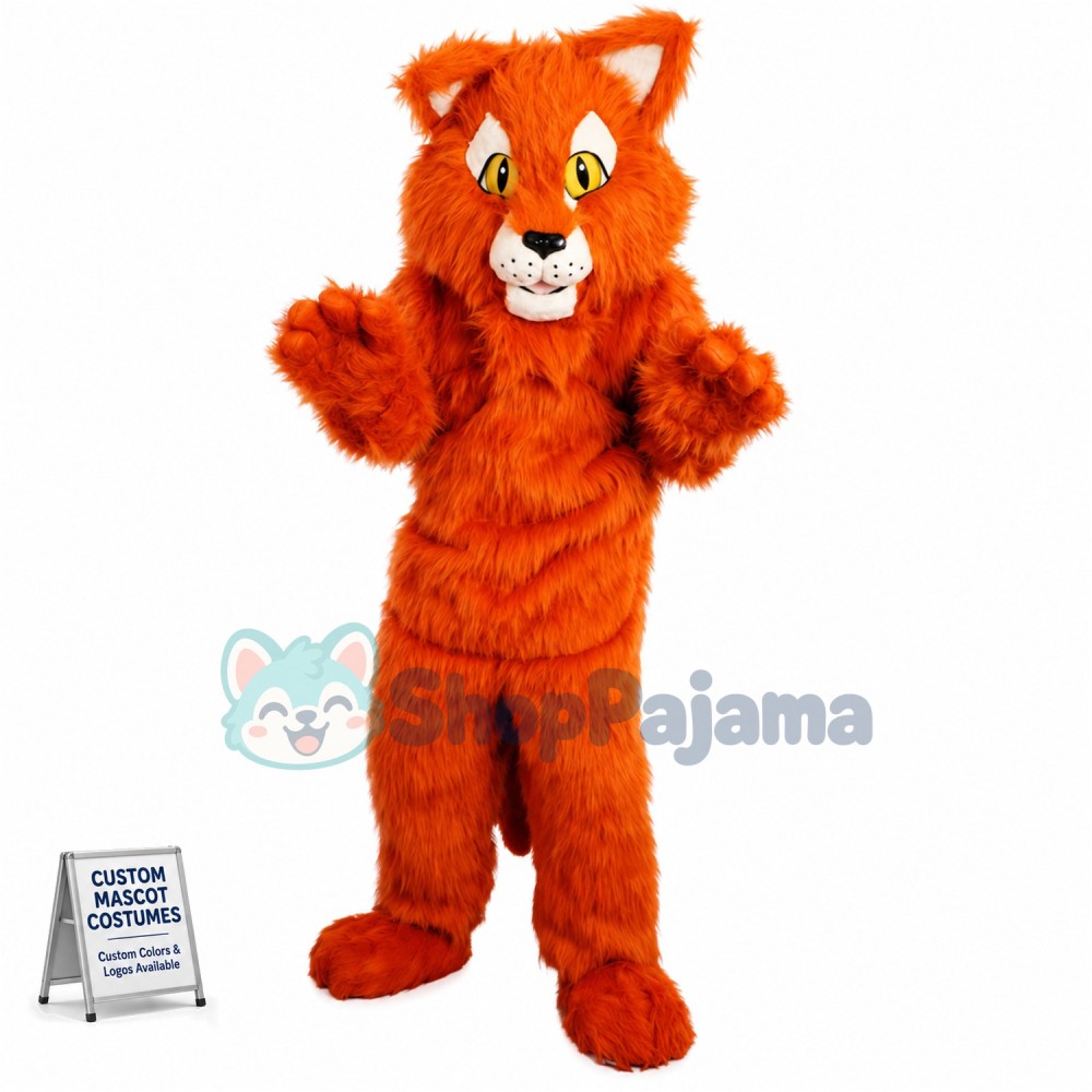 Carefully Observed Orange Furry Tiger Mascot Costume