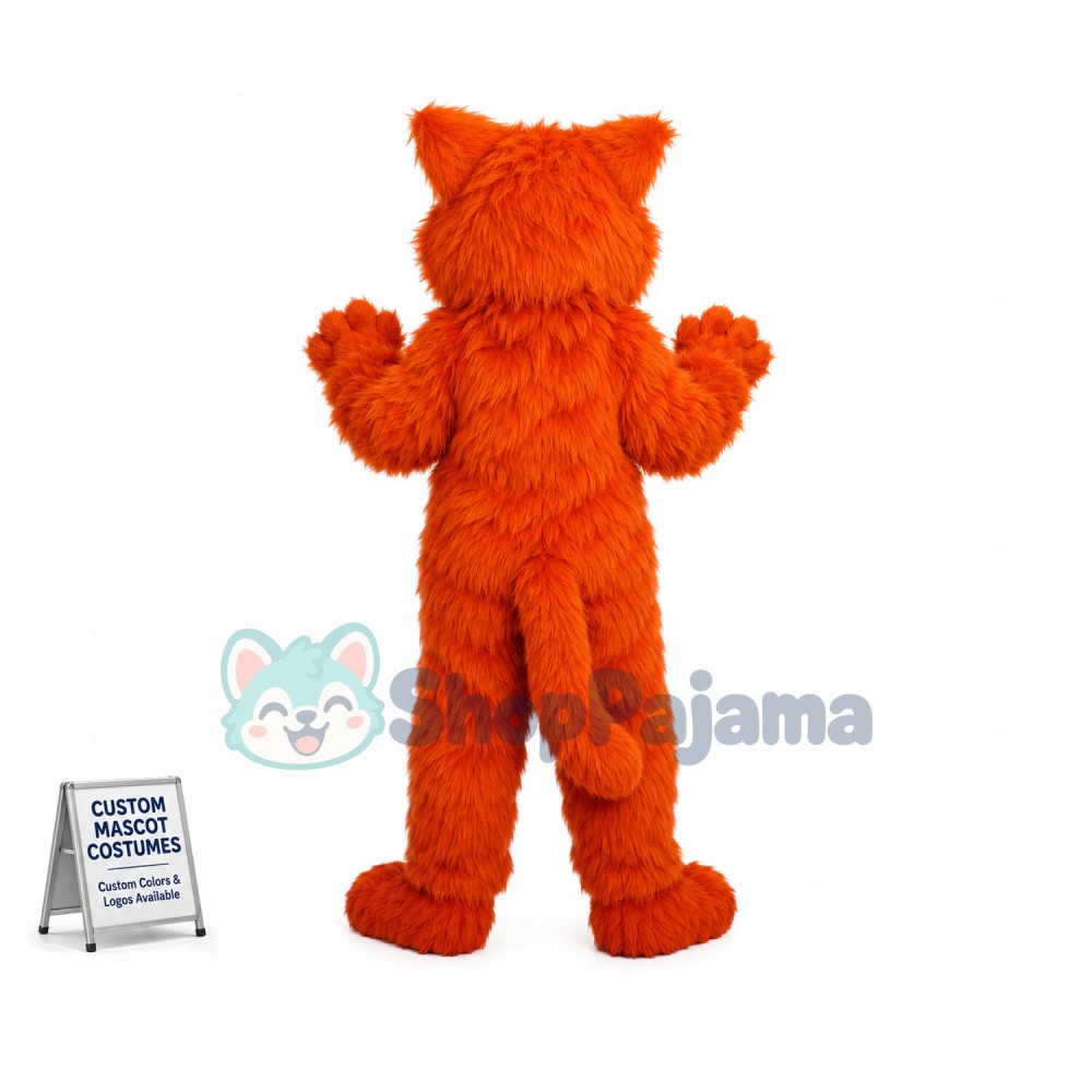 Carefully Observed Orange Furry Tiger Mascot Costume
