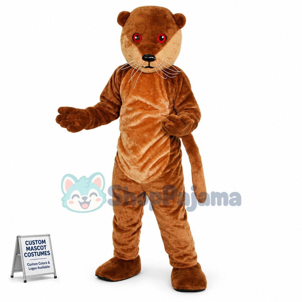 Calm Red-eyed Adult Beaver Mascot Costume