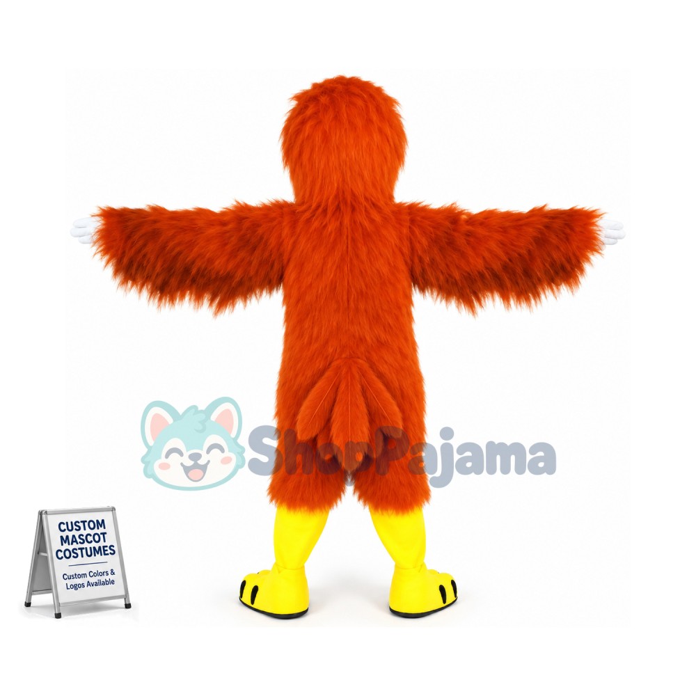 Warning Orange Hairy Muscular Falcon Mascot Costume