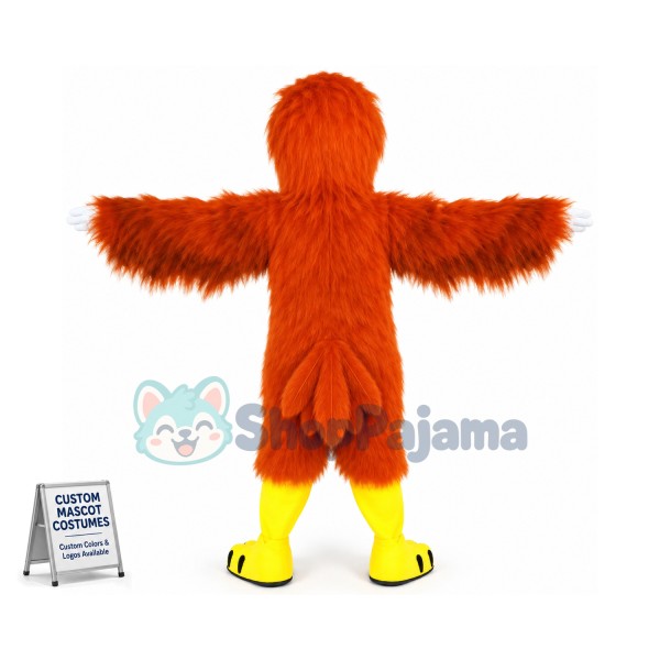 Warning Orange Hairy Muscular Falcon Mascot Costume