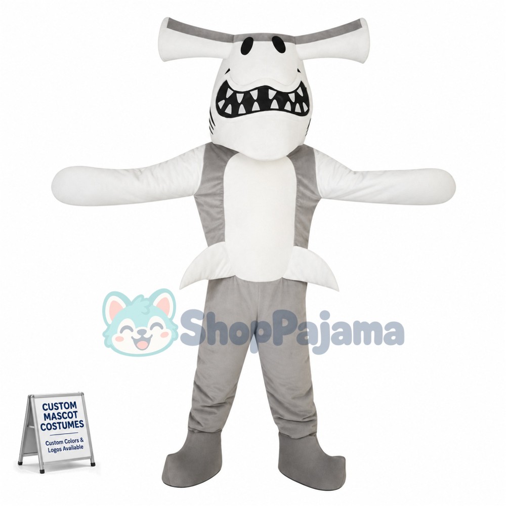 Biting Terrifying Great White Shark Mascot Costume