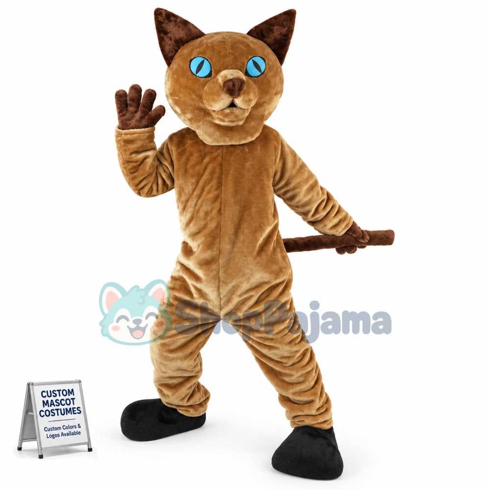 Alert Cat With Water Blue Eyes Mascot Costume