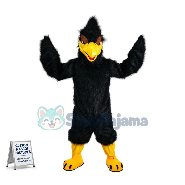 All Over Black Hairy Goshawk Mascot Costume