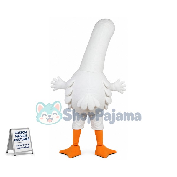Fluttering Long Neck White Goose Mascot Costume