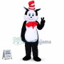 Black & White Cat Wearing Magic Hat Mascot Costume