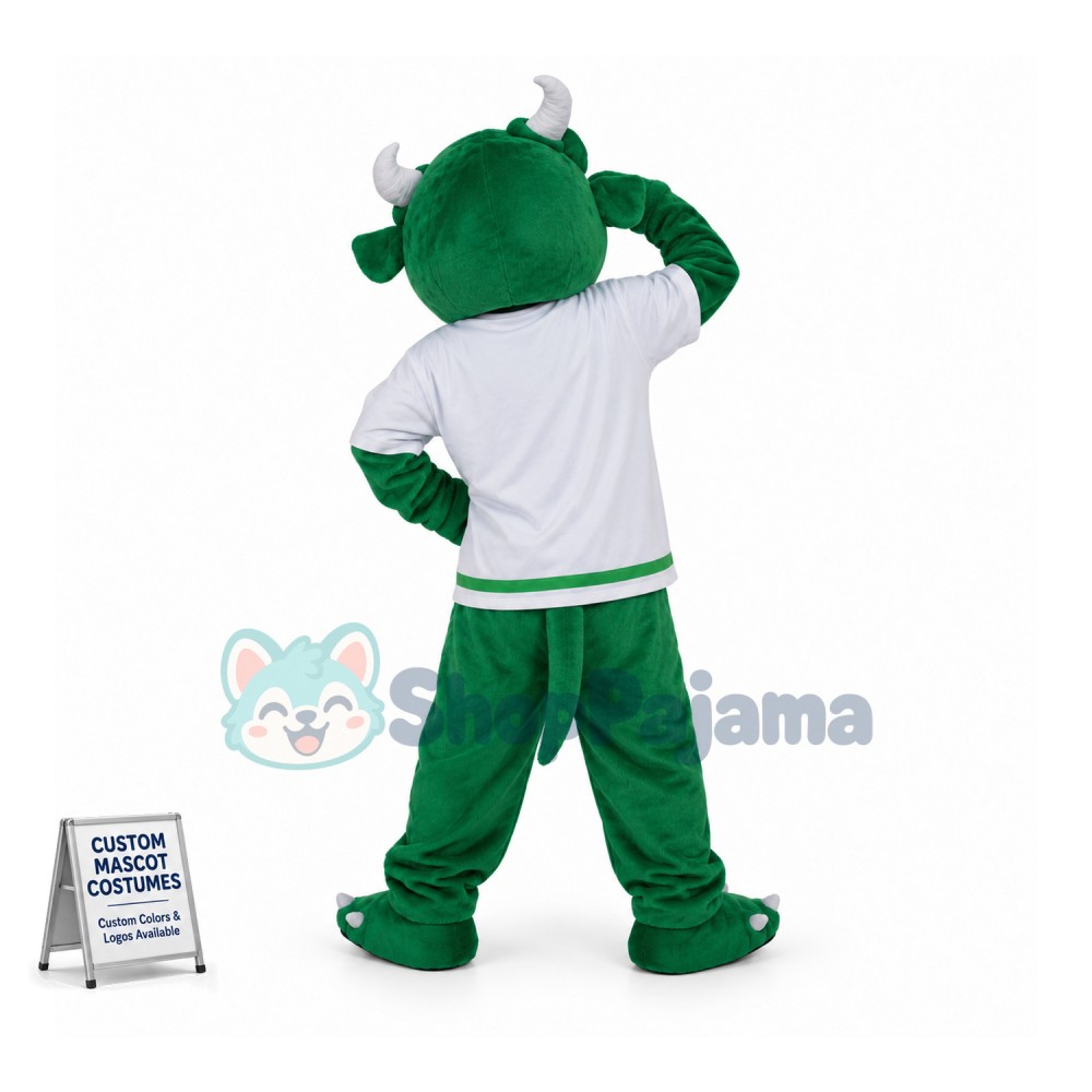 Ugly Green Monster With Fangs Mascot Costume
