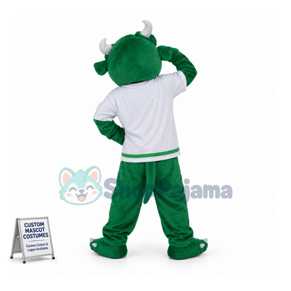 Ugly Green Monster With Fangs Mascot Costume