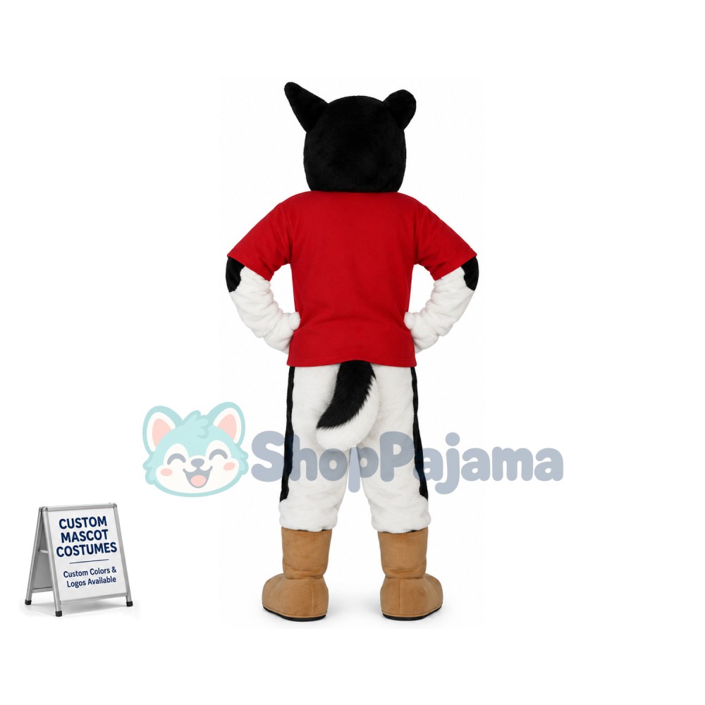 Strong Husky Doing Morning Exercise Mascot Costume
