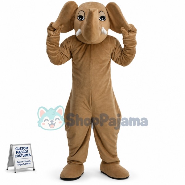 Brown Elephant With Drooping Ears Mascot Costume
