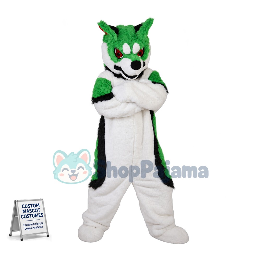 The Angry Green Wolf Soft Mascot Costume