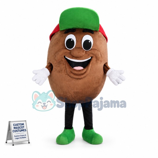 Coffee Bean In The Baseball Cap Mascot Costume