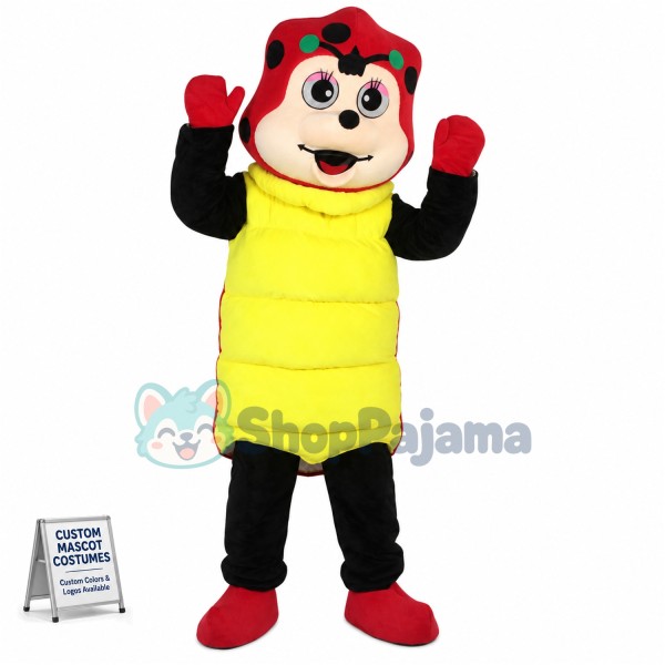 Metamorphosis of Yellow Ladybug Mascot Costume