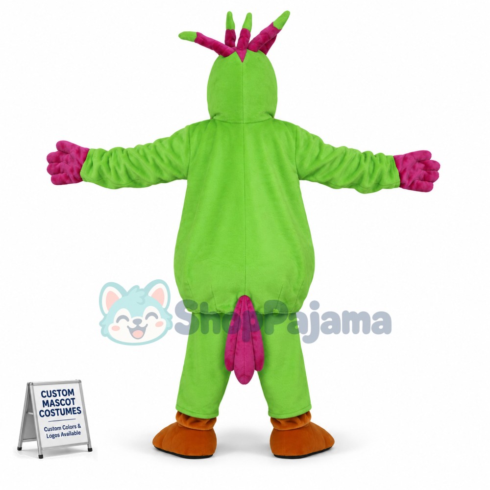 The Noisy Green Parrot Mascot Costume