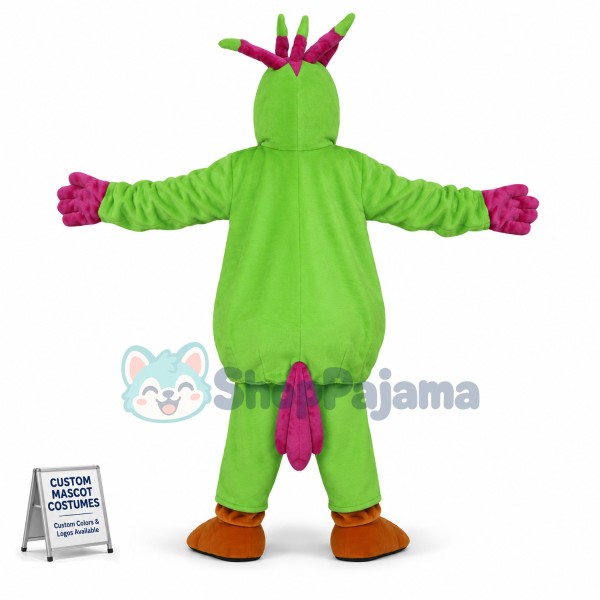 The Noisy Green Parrot Mascot Costume