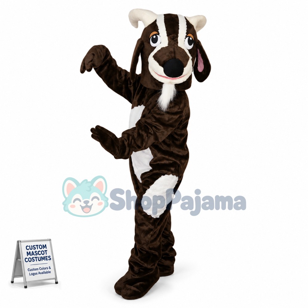 Captive Brown Goat of Farm Mascot Costume
