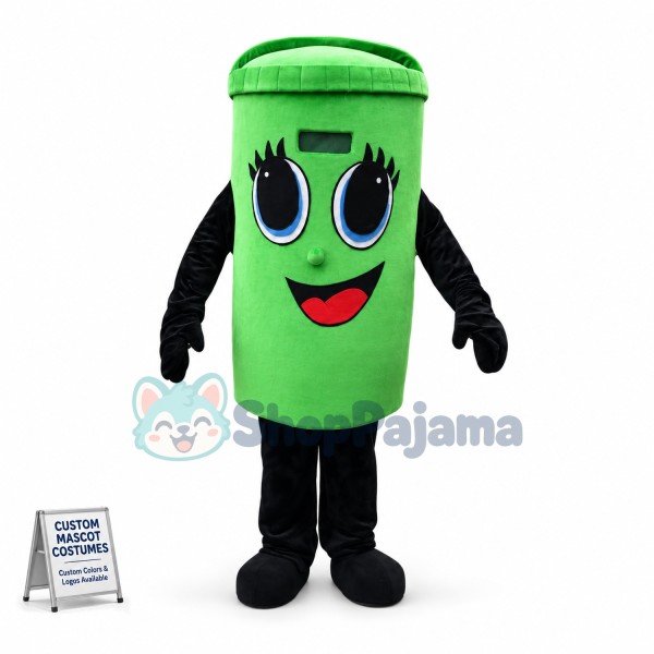 Recyclable Green Trash Can Mascot Cartoon Costume