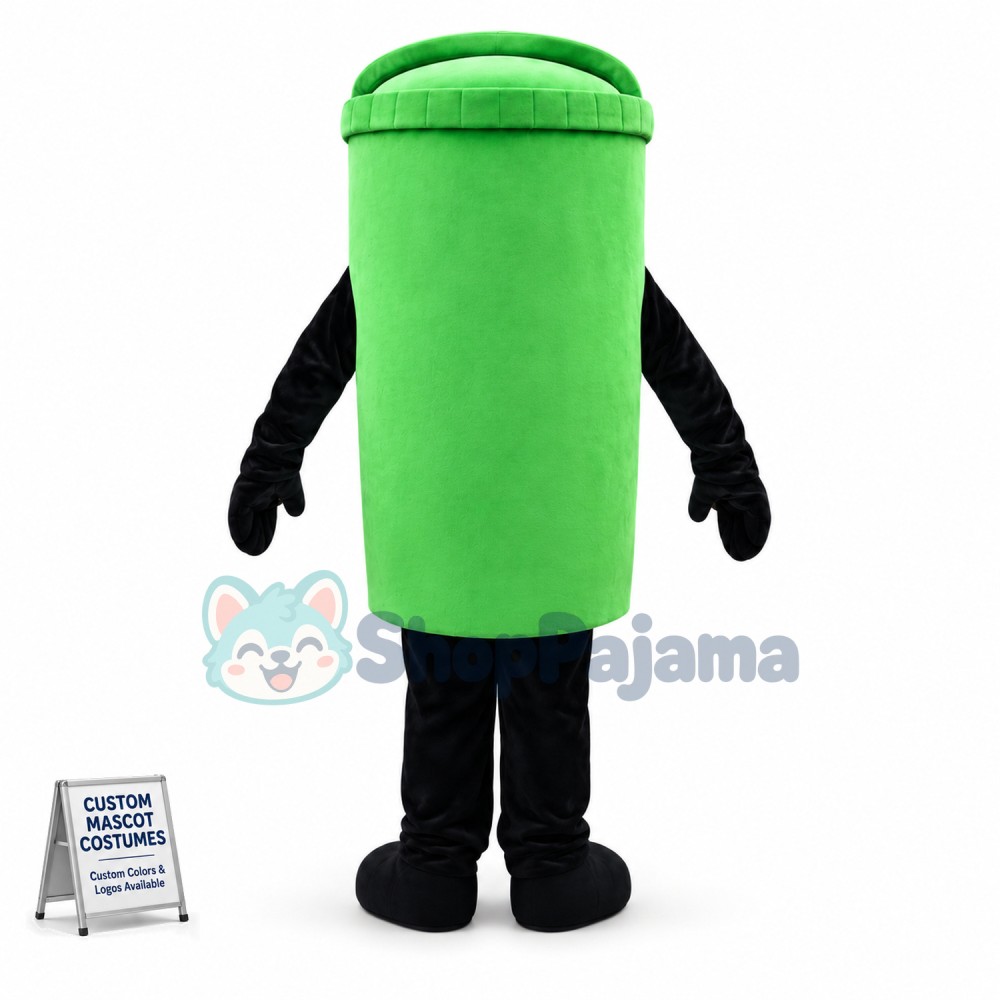 Recyclable Green Trash Can Mascot Cartoon Costume