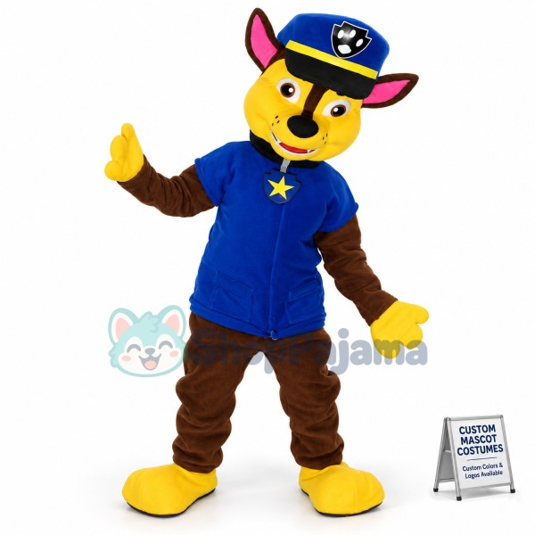 Blue Paw Patrol Chase Mascot Adult Cartoon Costume