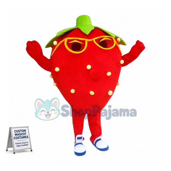 Cute Cartoon Cream Strawberry Mascot Costume