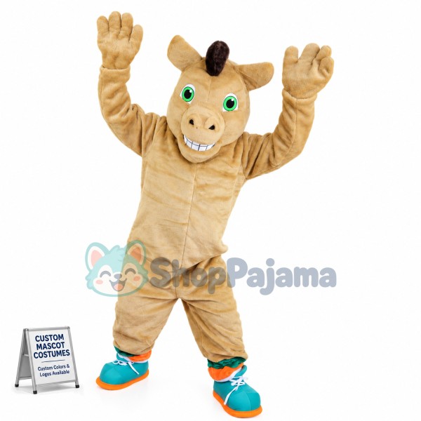 Sturdy Green Eyed Horse of Basketball Team Mascot Costume