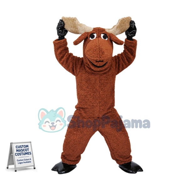 Exuberant Adult Plush Reindeer Mascot Costume