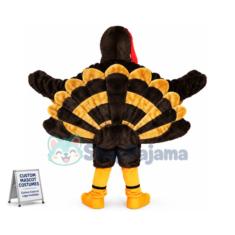 Peacock With Golden Tail Feathers Mascot Costume