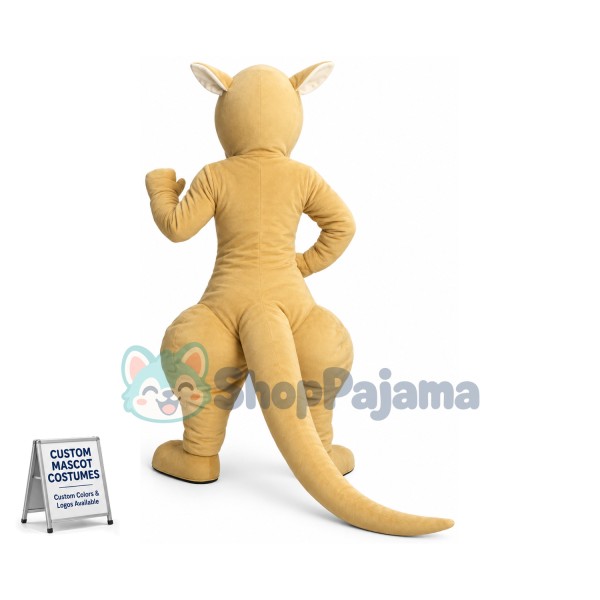 Stout The Jumping Beige Kangaroo Mascot Costume