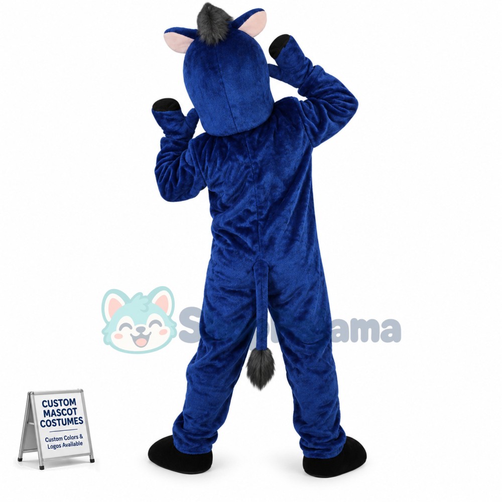 Swift Blue Horse On The Grassland Mascot Costume