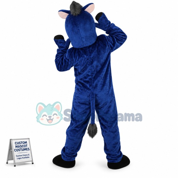 Swift Blue Horse On The Grassland Mascot Costume