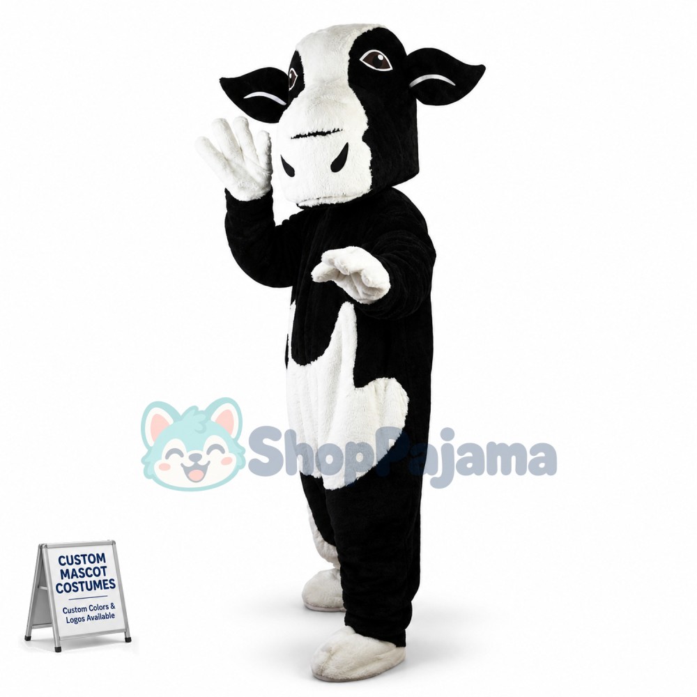 Black Cow With Mild Spleen Mascot Costume