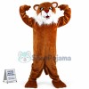 Brown Tiger Showing Strength Mascot Costume