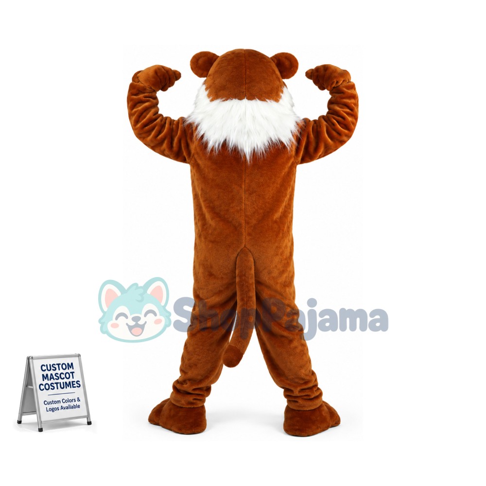 Brown Tiger Showing Strength Mascot Costume