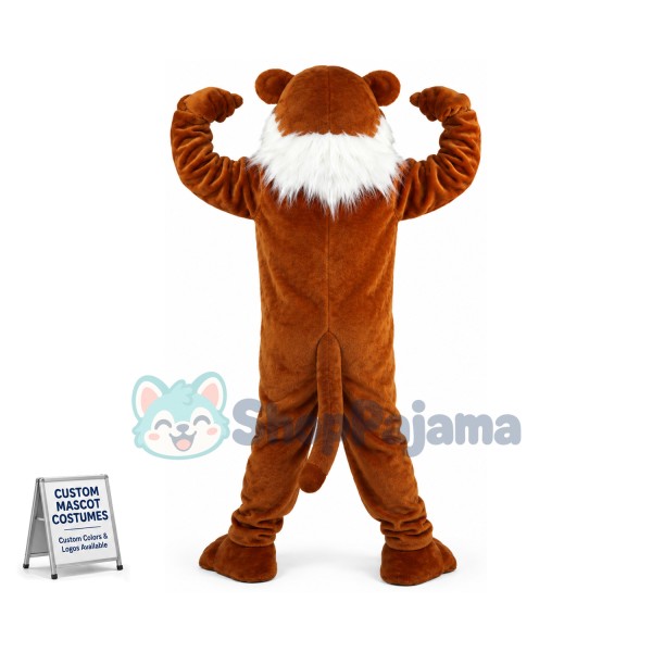 Brown Tiger Showing Strength Mascot Costume