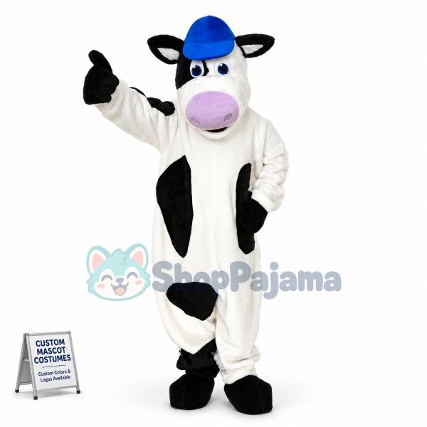 Worker Cow of Milk Factory Mascot Costume