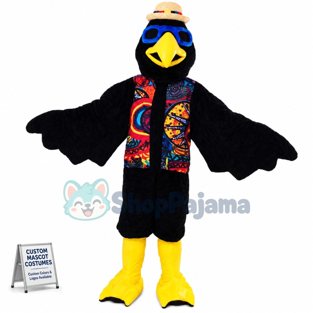 Vacation Eagle In National Vest Mascot Costume