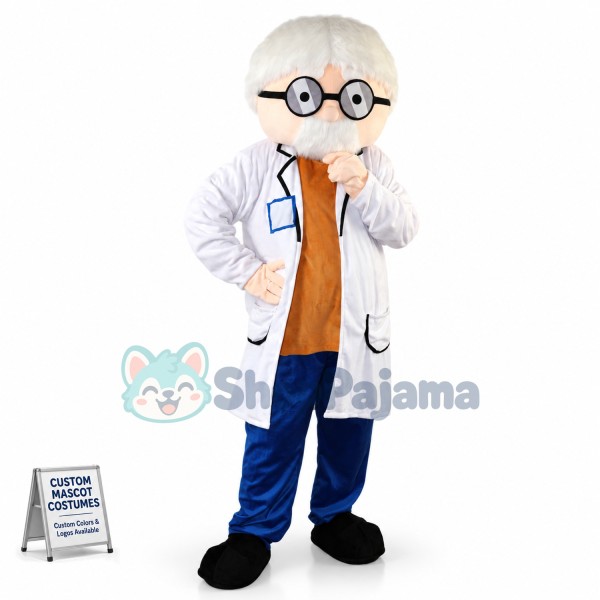 Experienced Old Expert Doctor Mascot Costume