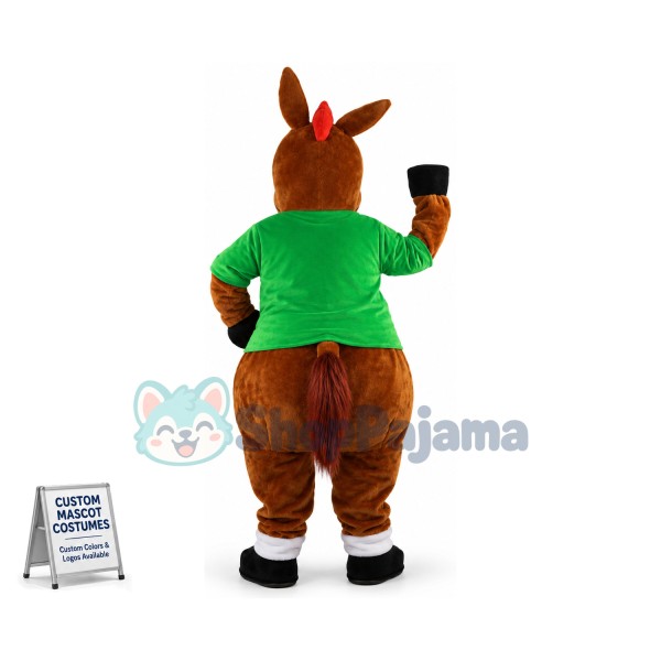 The Standing Donkey In Green Shirt Mascot Costume