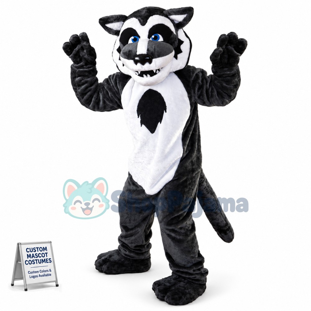 Bad-minded Blue Eyed Wolf Mascot Costume