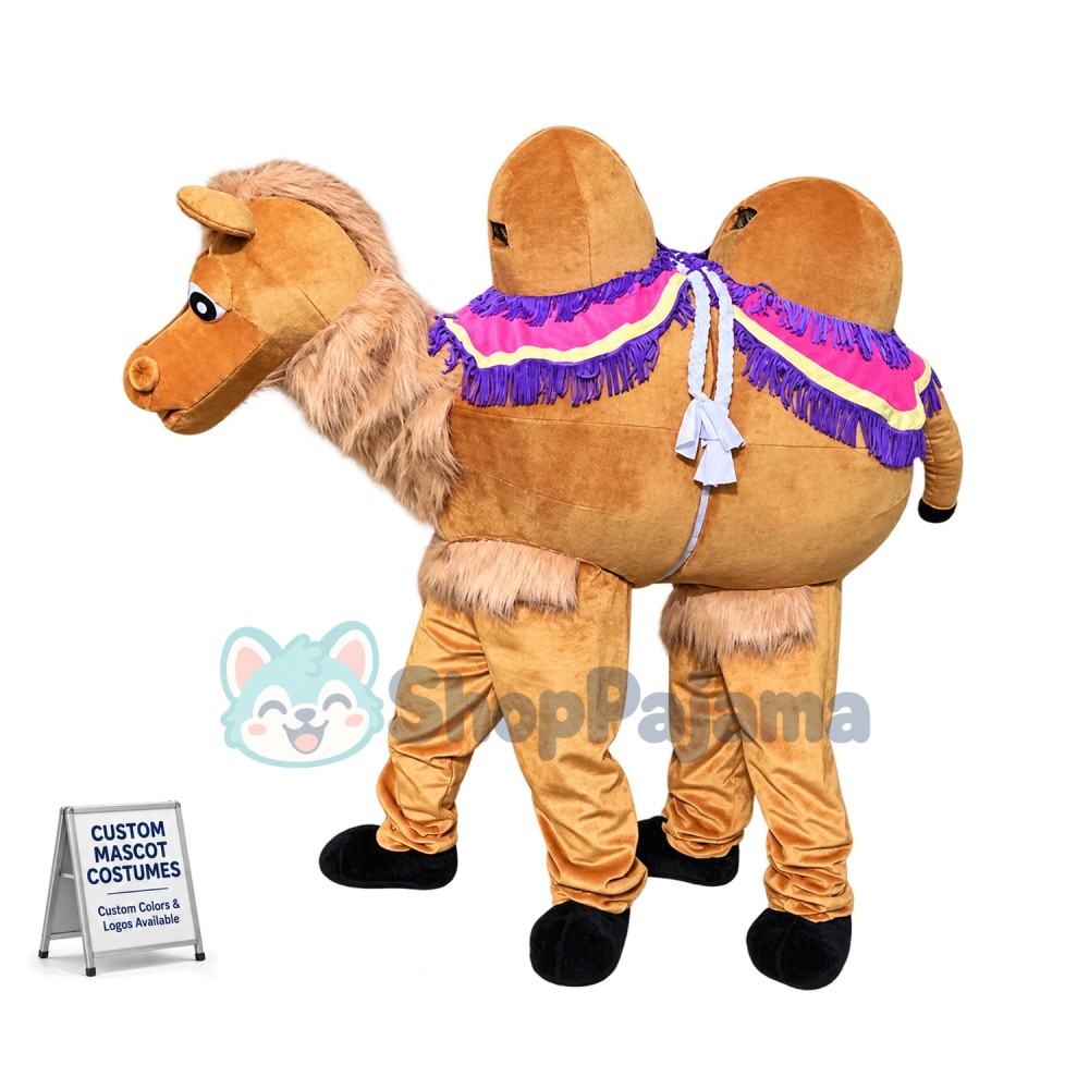 Riding Camel In The Desert Mascot Costume
