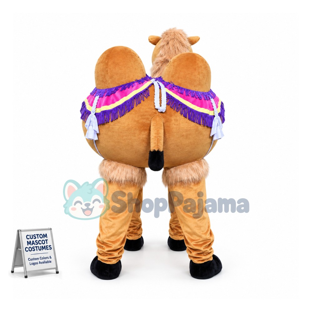 Riding Camel In The Desert Mascot Costume