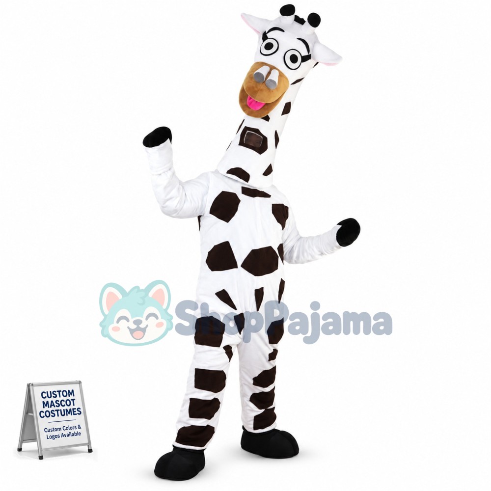 Amusing Chewing White Giraffe Mascot Costume