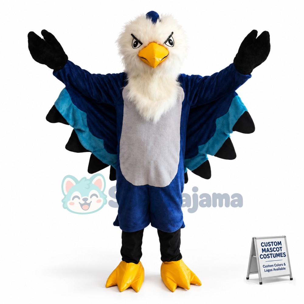 Adult Fierce Look Blue Falcon Mascot Costume